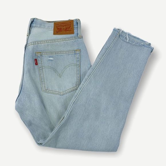 Levi's Denim - Levi's 501 Cropped Distressed Raw Hem Jeans